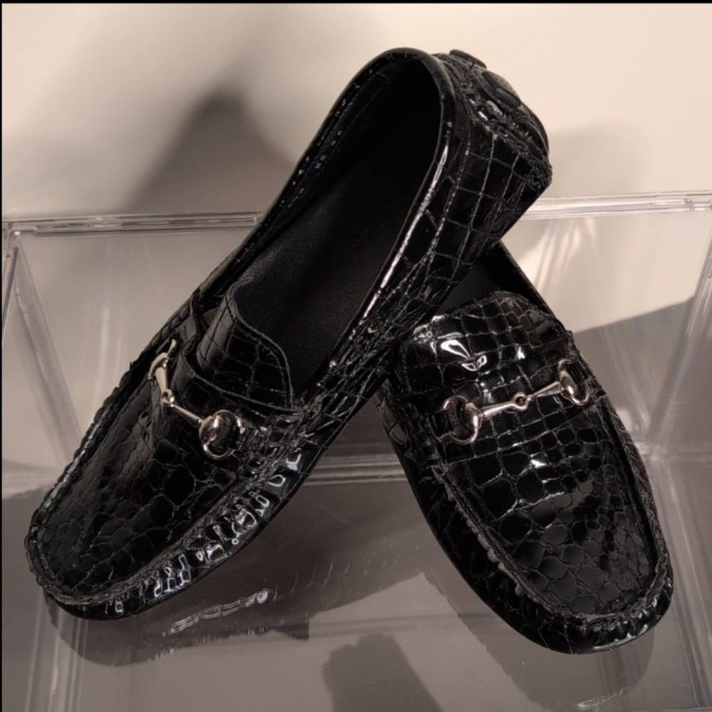 Cole Haan Crocodile Driving Mocs Women's 6.5B Loafers Black D28096 Old Money - Picture 2 of 12